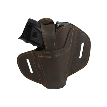 Beidhändiges Pancake-Holster aus braunem Leder