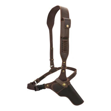 Brust Tragesystem Holster aus braunem Leder mit Munitionshalter