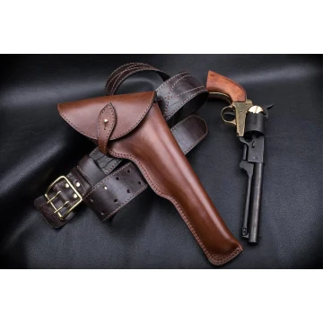 Revolver-Klappenholster aus braunem Leder