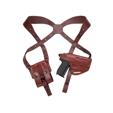 Horizontales Schulterholster Doppelmagazin aus braunem Leder