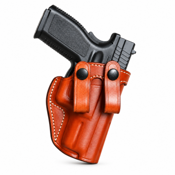 Brown Leather IWB Holster with Dual Snap Loops