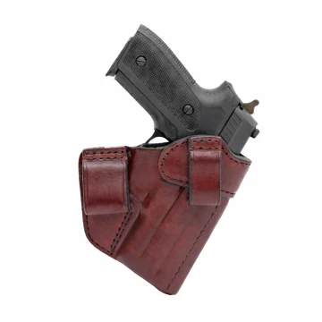 Bordeauxrotes IWB-Lederholster mit doppelter Gürtelschlaufe