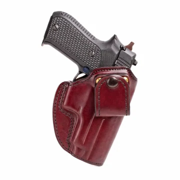 Bordeauxrotes IWB-Lederholster mit Interchangeable Gürtel Loop