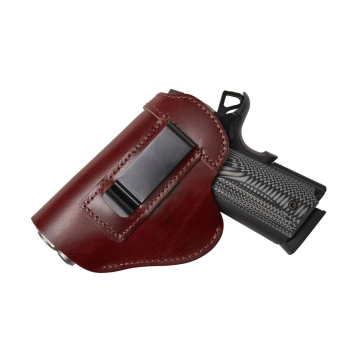 Bordeauxrotes IWB-Lederholster mit Stahlclip