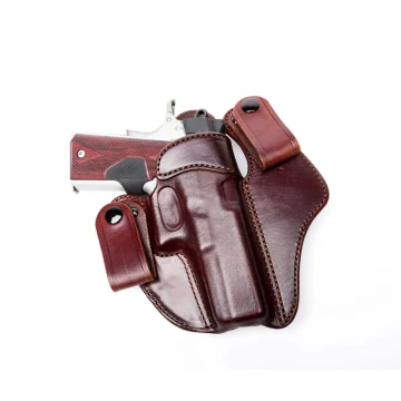 IWB Holster aus bordeauxrotem Leder mit Druckknopfschlaufen