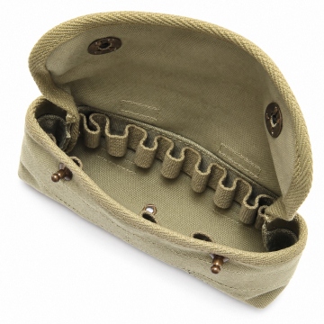 Canvas 12-Shell Shotgun Pouch - Light Olive Drab - Complete open empty pouch