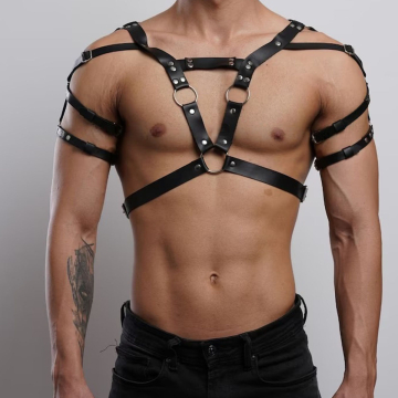 Herren Bulldog Stil Leder Brust-Tragesystem