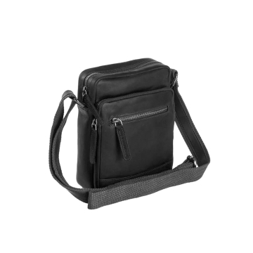 Cognac Birmingham Schultertasche aus schwarzem Leder