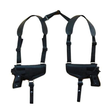Horizontales Doppel-Pistolen-Schulterholster aus schwarzem Nylon