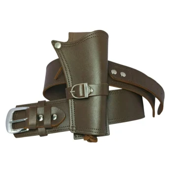 Brauner Western-Echtledergürtel mit einem Revolverholster