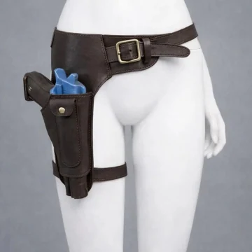 Lara Croft Inspired Dunkelbraunes Leder Oberschenkelholster