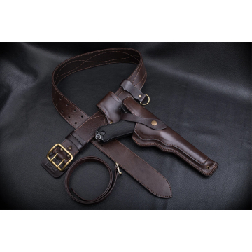 Beinholster aus dunkelbraunem Leder
