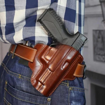 Braunes Handgeformtes OWB-Holster aus Vollnarbenleder