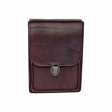 Discreet Plain-Back Belt-Loop Leather Holster Pouch - front view 1