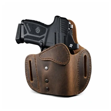 Braunes Lock-OWB-Lederholster mit Antikoptik
