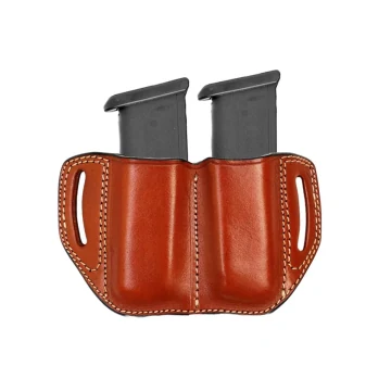 Holsters Schweiz.de Doppel-Magazintasche - einreihig, OWB-Leder, klassisches Braun