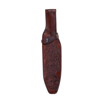 Fieldcraft Tooled Leather Large Knife Sheath - front view 1