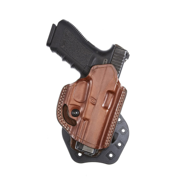 Braunes oben offenes Leder-Paddle-Holster mit flacher Seite