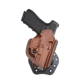 Braunes oben offenes Leder-Paddle-Holster mit flacher Seite