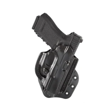 Schwarzes oben offenes Leder-Paddle-Holster mit flacher Seite