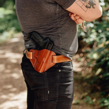Braunes OWB-Holster aus Vollnarbenleder, oben offen