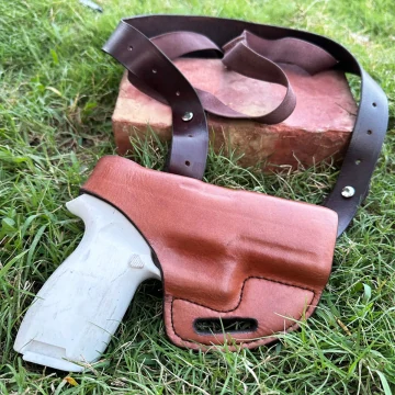Handgefertigtes Leder horizontales Schulterholster - , umwandelbares OWB, oben offen