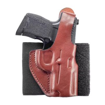 Knöchelholster aus braunem Leder mit Daumen-Sicherungsriemen