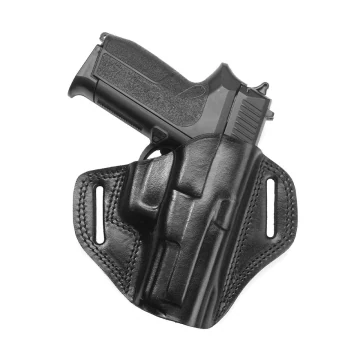 Schwarzes OWB-Holster aus Vollnarbenleder, oben offen