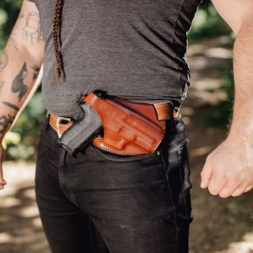 Braunes Crossdraw OWB-Lederholster