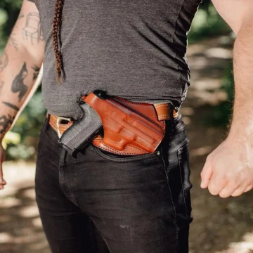 Braunes Crossdraw OWB-Lederholster