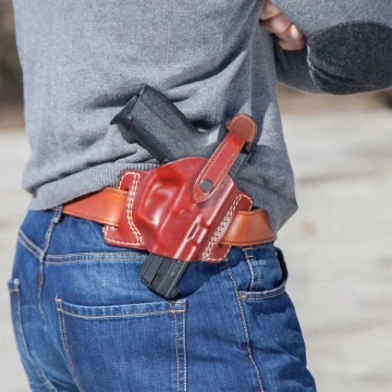 Braunes hoch sitzendes OWB-Lederholster