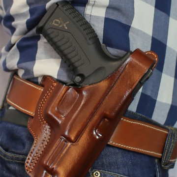 Schlankes OWB-Lederholster mit Gürtelschlaufen