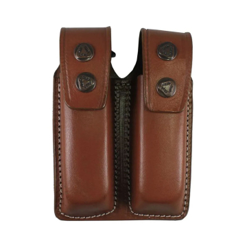 Braune Doppelmagazintasche für 9 mm