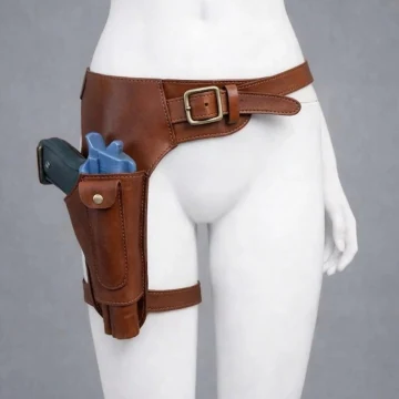 Lara Croft Inspired Braunes Leder Oberschenkelholster