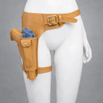 Lara Croft Inspired Hellbraunes Leder Oberschenkelholster