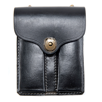 Leather .45 Double Magazine Pouch with Belt Hanger - Black - View 1