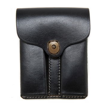 Leather .45 Double Magazine Pouch without Hanger - Black - View 1
