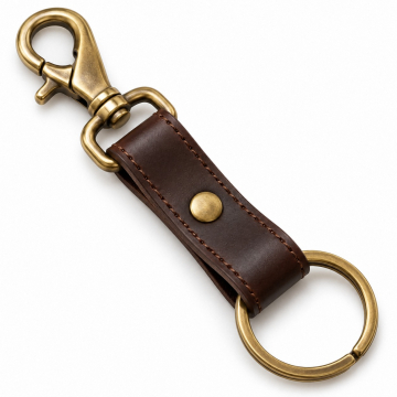 Leather Belt-Clip Key Fob - Closed exterior view