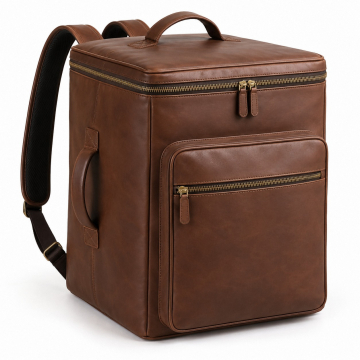 Gepolsterte Leder-Cajontasche nach Mass - Geschlossene Tasche, Frontfach, oberer Deckel und Seitengriff