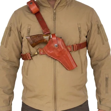 Brustholster aus braunem Leder für S&W 686/10/19/60