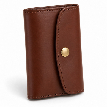 Leather Folding Key Case - Closed exterior view