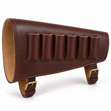 Leather Rifle Buttstock Cartridge Cuff - Complete product view