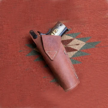 Thumb-Break-Sicherung OWB-Holster aus braunem Leder mit Magazintasche