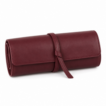Leather Travel Jewellery Roll - Closed exterior view