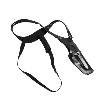 Vertikales Schulterholster aus schwarzem Leder