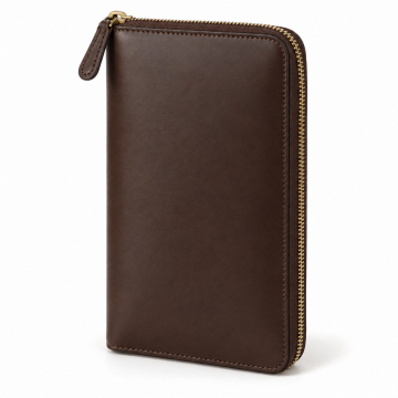 Leather Zip Travel Document Organiser - Closed exterior view