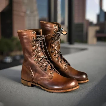Braune Leder-Kampfstiefel für Herren