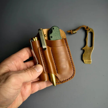 Braunes Leder EDC-Taschenorganizer