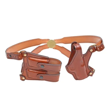 Horizontales Schulterholster Tragesystem aus hellbraunem Leder