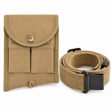 M1 Garand Buttstock Pouch and Canvas Sling Set - Khaki - Complete unbranded accessory set